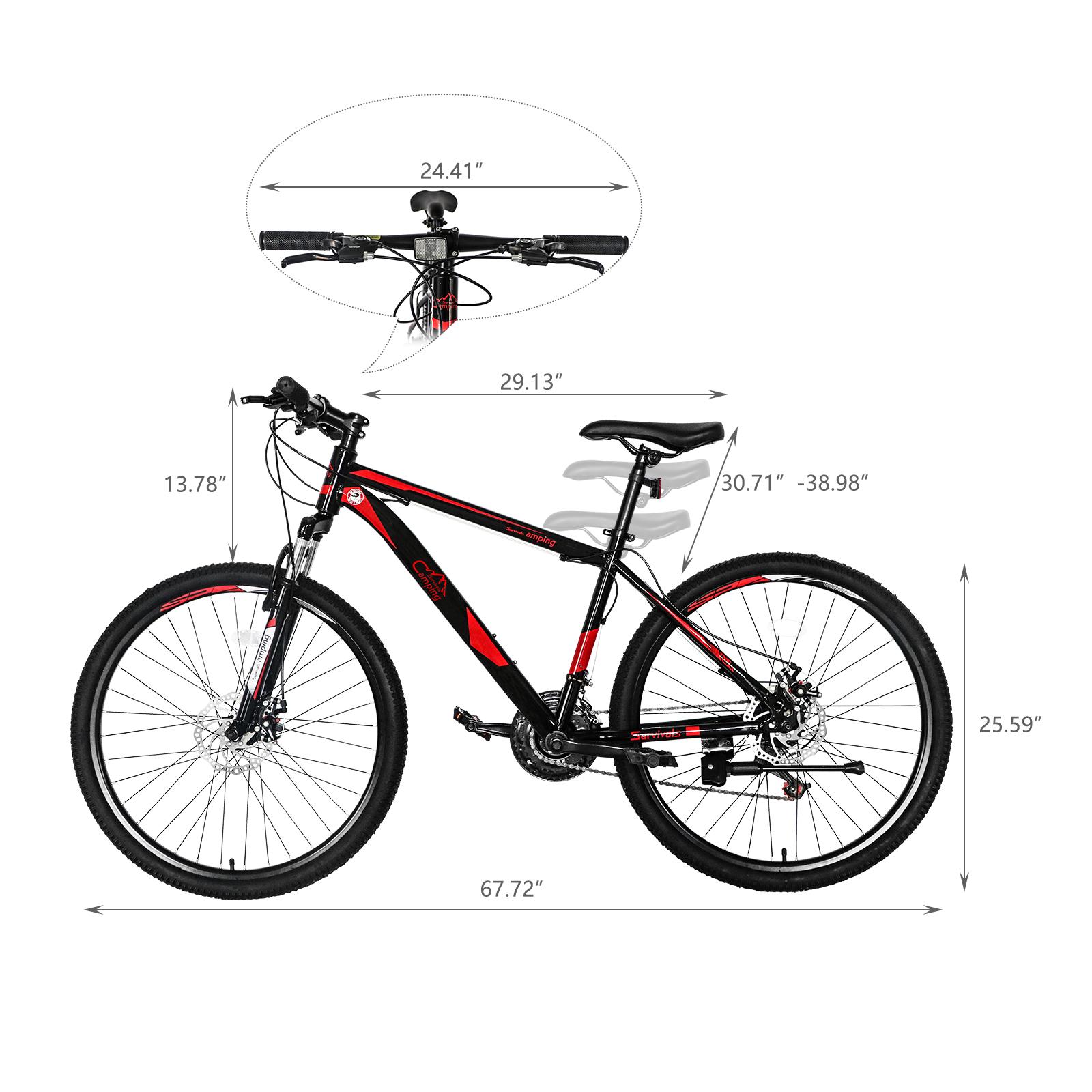 26 Inch Mountain bike for adults 21-Speed Gears Double, Red Black Mountain Bike,Fork High Carbon Steel Frame Outdoor Trail Riding