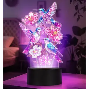 Painting Night Light,  Painting Kits for Adults Desktop Ornaments for Table Tabletop Decor  Art Accessories for Adult Beginner Touch Lamp for Bedrooms Living Room-Birds