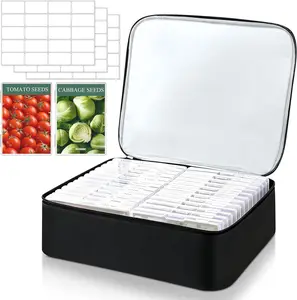 Reusable Oxford Cloth Seed Storage Box with 26 Slots, Large-Capacity Garden Seed Organizer Holds 80-200 Seed Packets, Insulated Seed Keeping Bag with Label Stickers for Flower, Vegetable and Plant Seeds