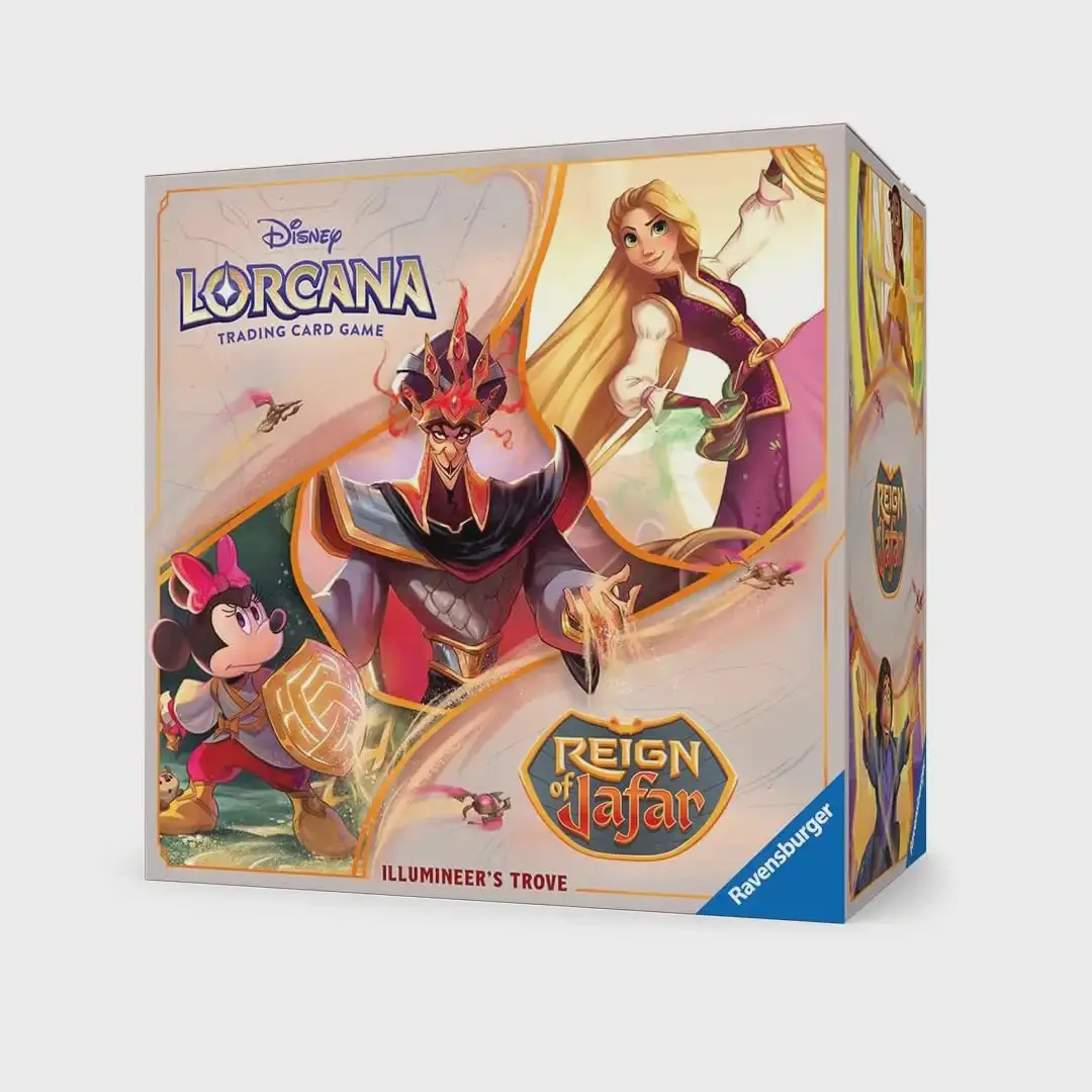 Ravensburger Disney Lorcana TCG Reign of Jafar Illumineer's Trove Trading Cards Box, Including TCG Booster Packs, Gameplay Features, and 1 Lore Counter
