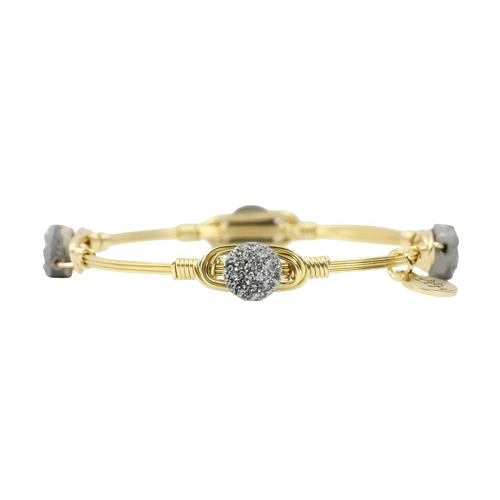 Silver Druzy Bangle Bracelet