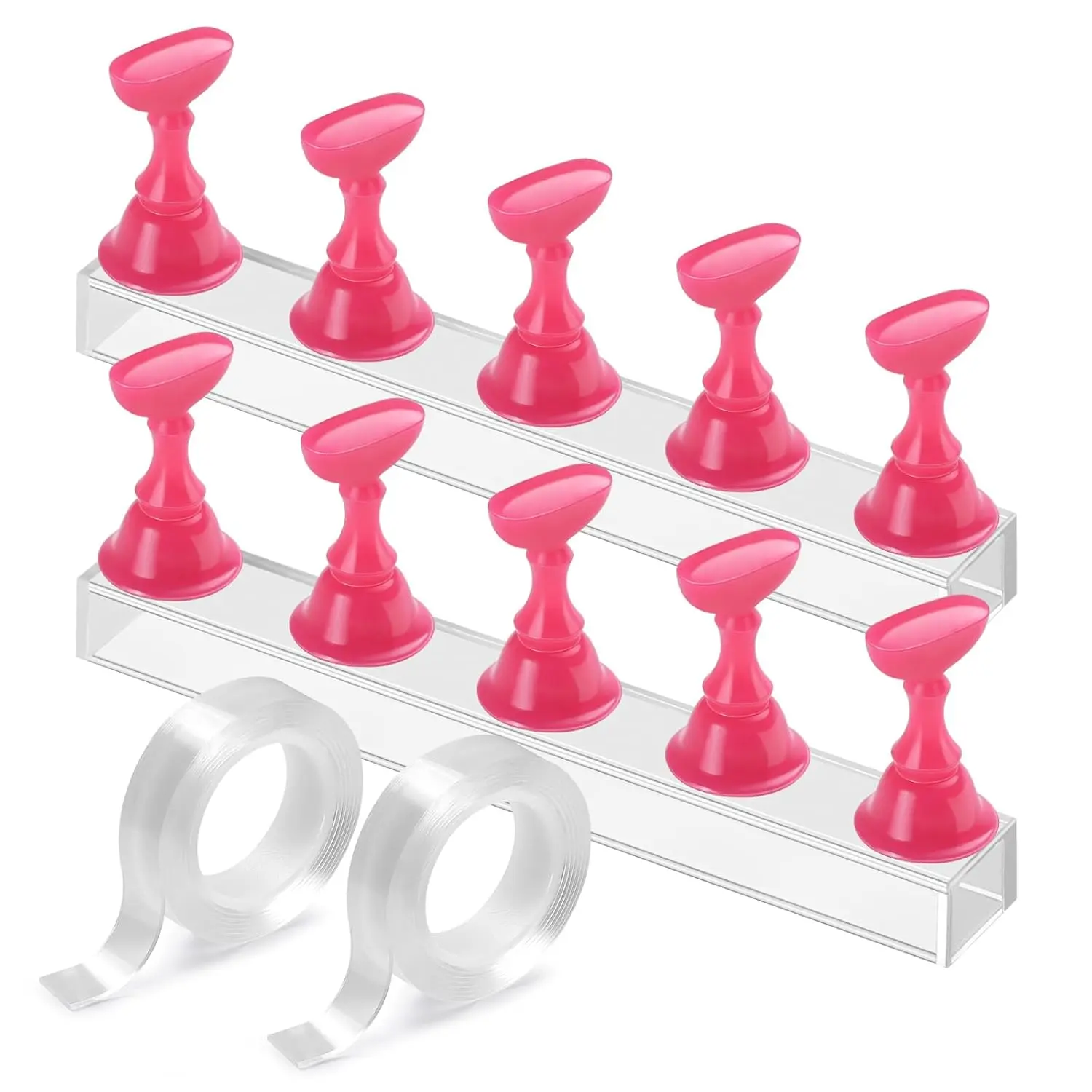 Stand   Art Display Stand Practice  Holder for Painting Nails  Practice Stands with Double-sided Tape For Home DIY Salon Supplies (Rose pink)