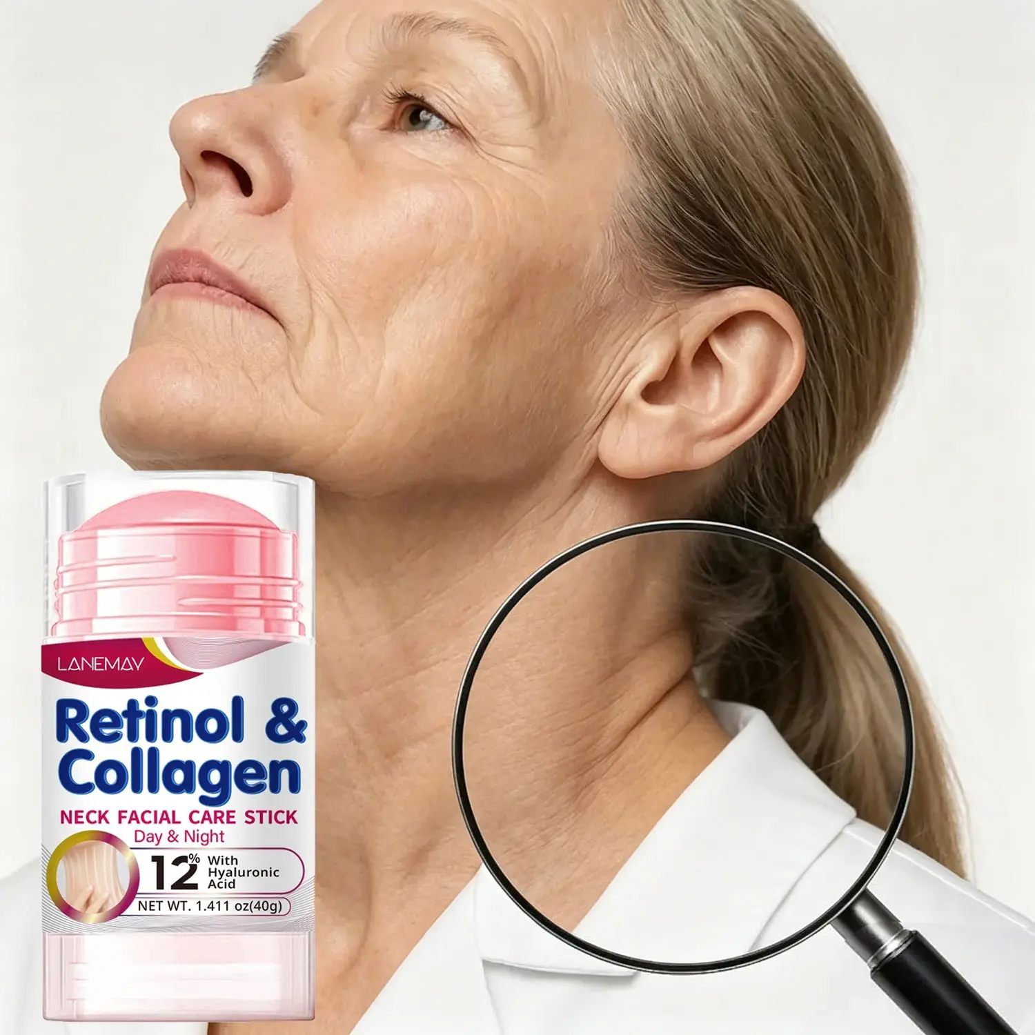 Retinol & Collagen Neck & Face Care Stick, Moisturizing Neck Care Stick, Firming and Delicate Skin, Enhancing Vitality, for All Skin Types