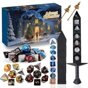 Dice Calendar Set for D&d & Rpg Games, Perfect Christmas Gift for Gamers, Includes 24 Multisided Dice, Polyhedral Dice, Ideal for Men & Women