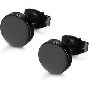Stainless Steel Black Stud Earrings for Men Women, 3mm-8mm Available
