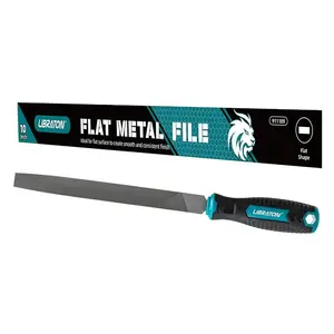LIBRATON 10-Inch Flat Metal File, Metal File Tool, High Carbon Steel File with Ergonomic Handle, Hand File for Metal, Metalworking, Wood, Plastic, Flat File for Refining, Shaping and Scraping