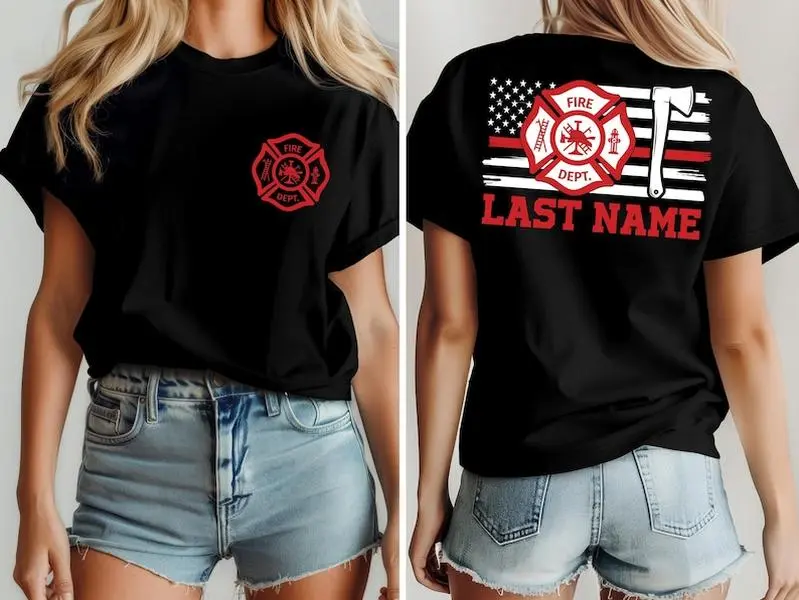 [Note in Order] Custom Firefighter Shirt, Personalized Firefighter Heavyweight Sweatshirt, Firefighter Last Name Hoodie, Trendy Fire Department Gifts