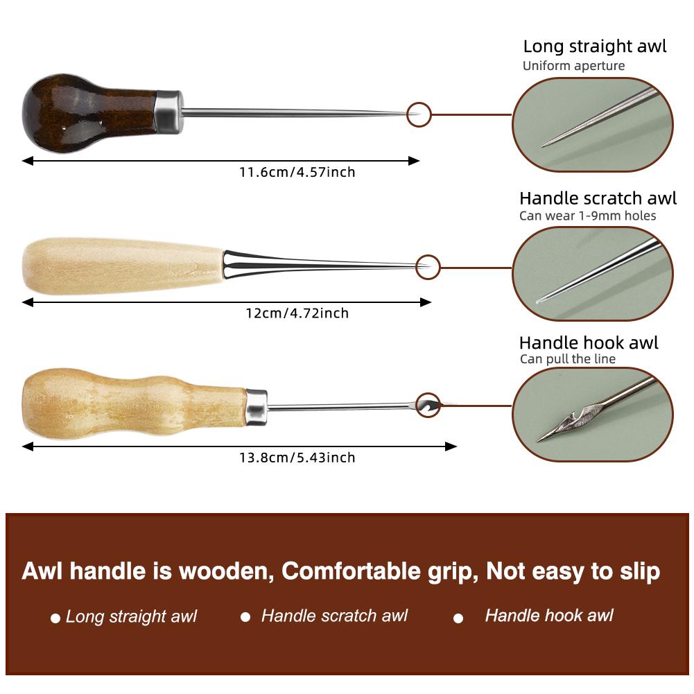 Harxvto 48 Pieces Heavy Duty Sewing Kit With Sewing Awl, Seam Ripper, Leather Hand Sewing Stitching Needles, Sewing Thread For Car, Sofa, Backpack, Shoe, Craft DIY Upholstery Restoration Kit