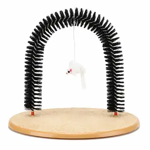 Arch Cat Rubbing Groomer, Relieves Itching Removes Loose Fur, Interactive Toy with Hanging Mouse