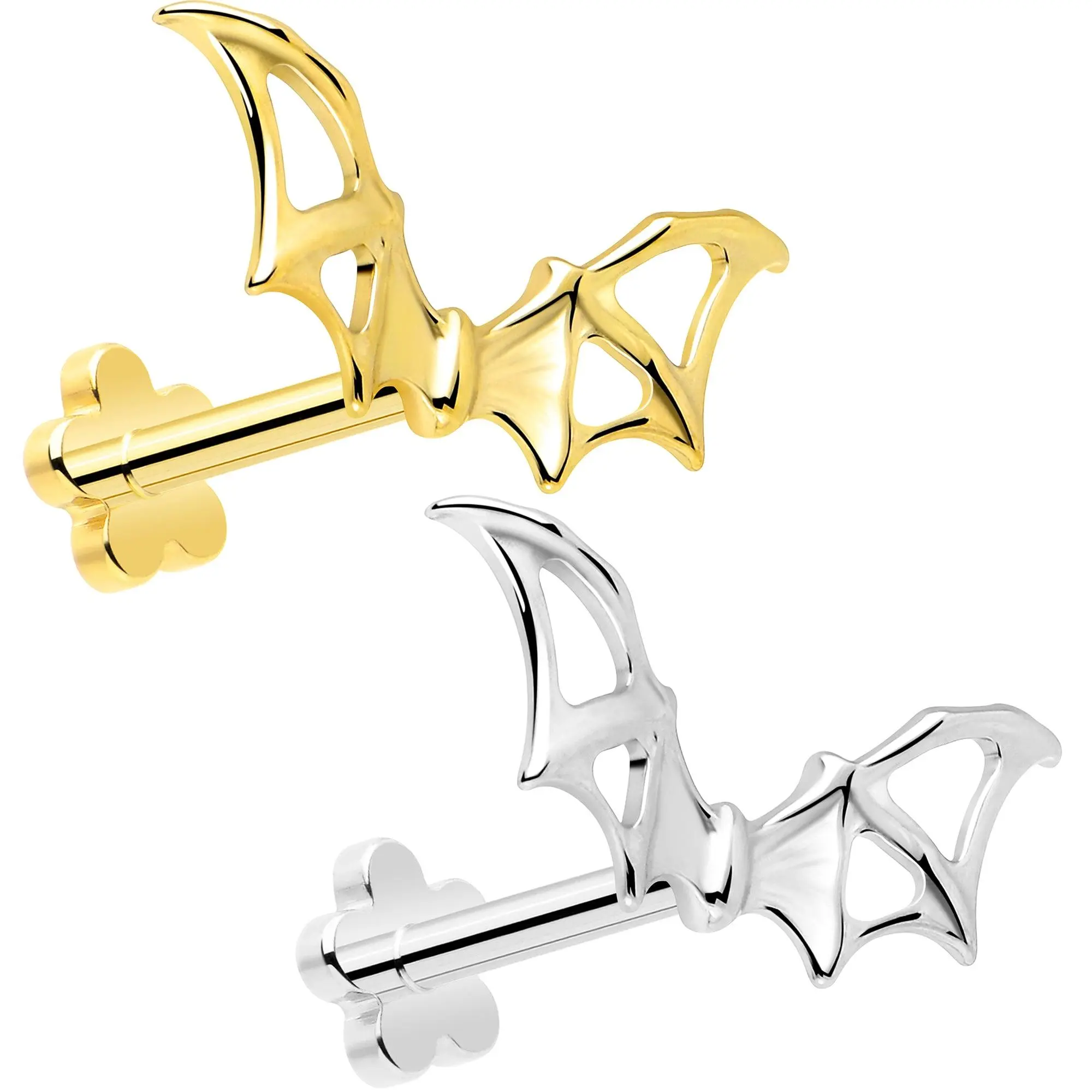 18G Soaring Bat Implant Titanium Reversible Threadless Flower Flat Back Earring 18G Soaring Bat Implant Titanium Reversible Threadless Flower Flat Back Earring