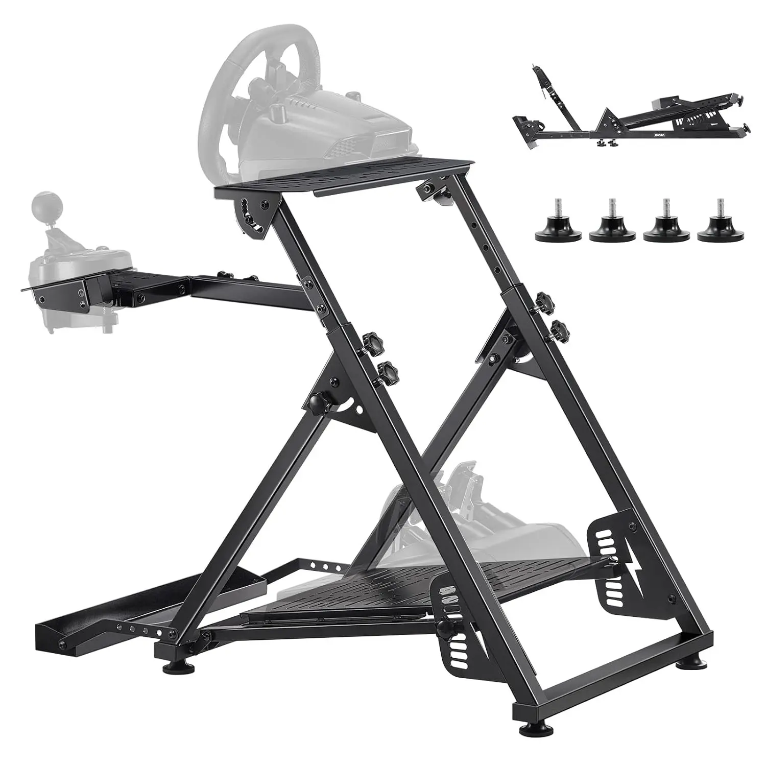 VEVOR Racing Wheel Stand, Adjustable & Foldable Simulator Stand for Logitech G923 G920 G29 G27, Thrustmaster T300RS TX F458 T500RS T3PA-PRO(F1/GT) Gaming Cockpit,Pedals Simulator NOT Included