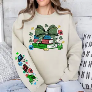 Officially Licensed St Patrick's Day Navessa Allen Series 2-Sided Sweatshirt, Lights Out, Caught Up, Game On Release This March, Romance Smut Bookish Shirt, Spicy Books Reader, Gift For Bookish