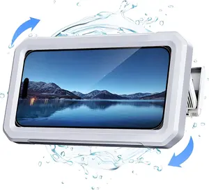 Shower Phone Holder Waterproof【480°Rotatable】Retractable Adjustable Shower Phone Case Shower Stall Accessories for Bathroom Wall Phone Mount Stand Water Proof Anti Fog Case for 4-7"Cellphones