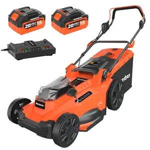 Maxlander Lawn Mower, 17Inch Electric Lawn Mowers Cordless, 40V 2-in-1 Battery Powered Lawn Mower with Brushless Motor, 6-Position Height Adjustment, Includes 2 x 4.0Ah Batteries and Dual Port Charger