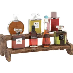 Display Stand, 2 Tier Perfume Organizer Display Riser Cupcake Stand, Tiered Step Shelf Countertop  Storage Holder for Kitchen Pantry Cabinet, Rustic Brown