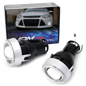 iJDMTOY Xenon White LED Halo Ring Projector Fog Lights For Acura Honda Ford Nissan Subaru Suzuki, etc (Xenon or LED Light Ready)