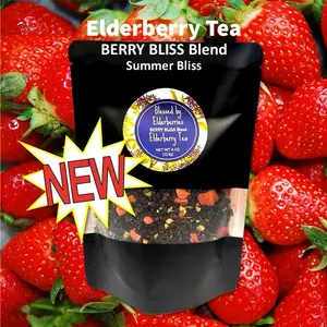 Blessed by Elderberries - Berry Bliss Elderberry Herbal Tea - 4oz bag with steeper