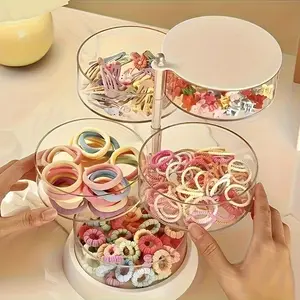 Rotating Baby Hair Clip Organizer Box, Girls' Headband & Bow Storage Container, Essential Hair Accessory Holder for Kids