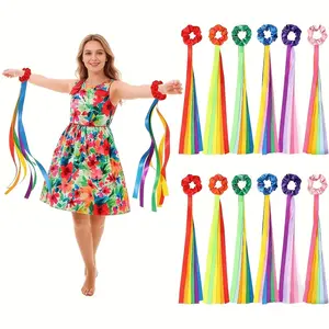 12 Pack Rainbow Swing Ribbon Wands, Handheld Elastic Streamers with Stick, Rhythm Dance Ribbons for Music Class Gymnastics Party Favors