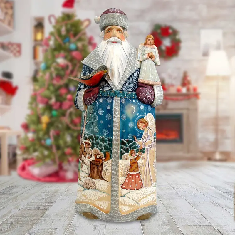 Angelic Guidance Santa Hand-Painted WOODCARVED Masterpiece by G. DeBrekht - Nativity Holiday Decor - 215860 *** PRE-ORDER - Handmade Just for You! ***