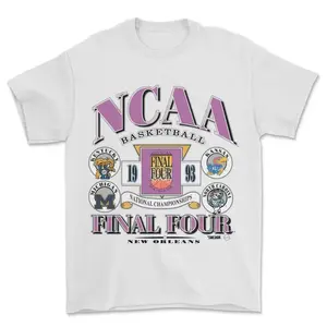 1993 NCAA Final Four New Orleans Vintage Basketball T-Shirt, Retro College Hoops Graphic Tee, Kentucky Kansas Michigan UNC Throwback Sportswear, Unisex Casual Crewneck Top for Fans