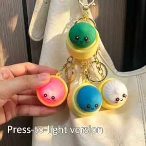 2PC Cute Dumpling-Shaped Squeeze Stress-Relief Keychains & 4PC Standard Decorative Charms – PVC Food-Themed Pendants; Durable Stress-Relief Toys Ideal for Daily Use, Parties, and Gifting