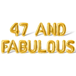 Letter & Number Balloons - 47 AND FABULOUS 16" Inch Alphabet Letters Foil Mylar Balloon Birthday Party Banner