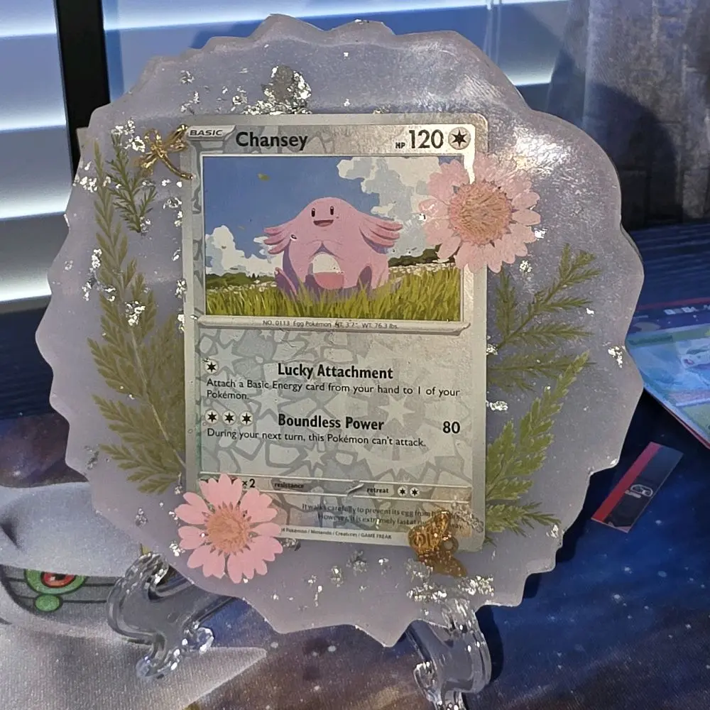 Epoxy Resin Pokemon Plaque with Stand, Handmade Decor for Pokemon Fans
