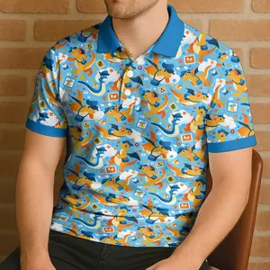 Dragonite Polo Shirt, Cute Kawaii Dragon Pattern Polo Shirt, Funny Summer Shirt, Dragonite Shirt Gifts