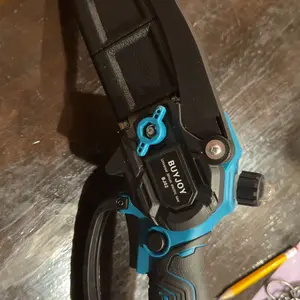 BUYJOY 6 Inch 21V Cordless Mini Chainsaw, Portable One-Hand Electric Chain Saw with Overheat & Overcharge Battery Protection, Tool-Free Chain Tension Adjustment, Safety Lock Design for Garden Pruning, Farm Woodcutting, Yard & Orchard Tree Trimming