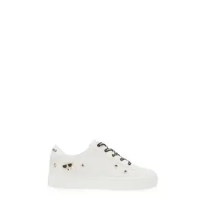 Karl Lagerfeld Cammy Sneaker In Bright White Women's All Seasons Casual Shoes with Enamel Charms Synthetic Upper Lining Sole