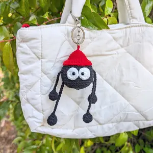 Soot Sprite Crochet Keychain | Handmade Black Dust Ball Charm | Cute Amigurumi Plush | Ghibli Anime-Inspired Bag Accessory