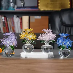 Small Crystal Flower, Crystal Glass Flower Gifts for Women, Glass Flower Bouquet Home Decoration, Mother's Day Gifts for Mom