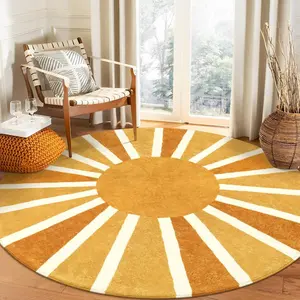 Sun Shaped Round Carpet, 1 Count Non-slip Soft Floor Mat, Decorative Area Rug for Home Living Room Bedroom, Bedroom Decor, Modern Abstract Rug