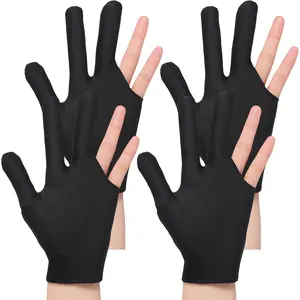4 count Billiard Pool Gloves, 3 Fingers Billiards Glove, Pool Glove Left Hand, Breathable Elastic Universal Cue  Gloves for Women or Men Left and Right Hand