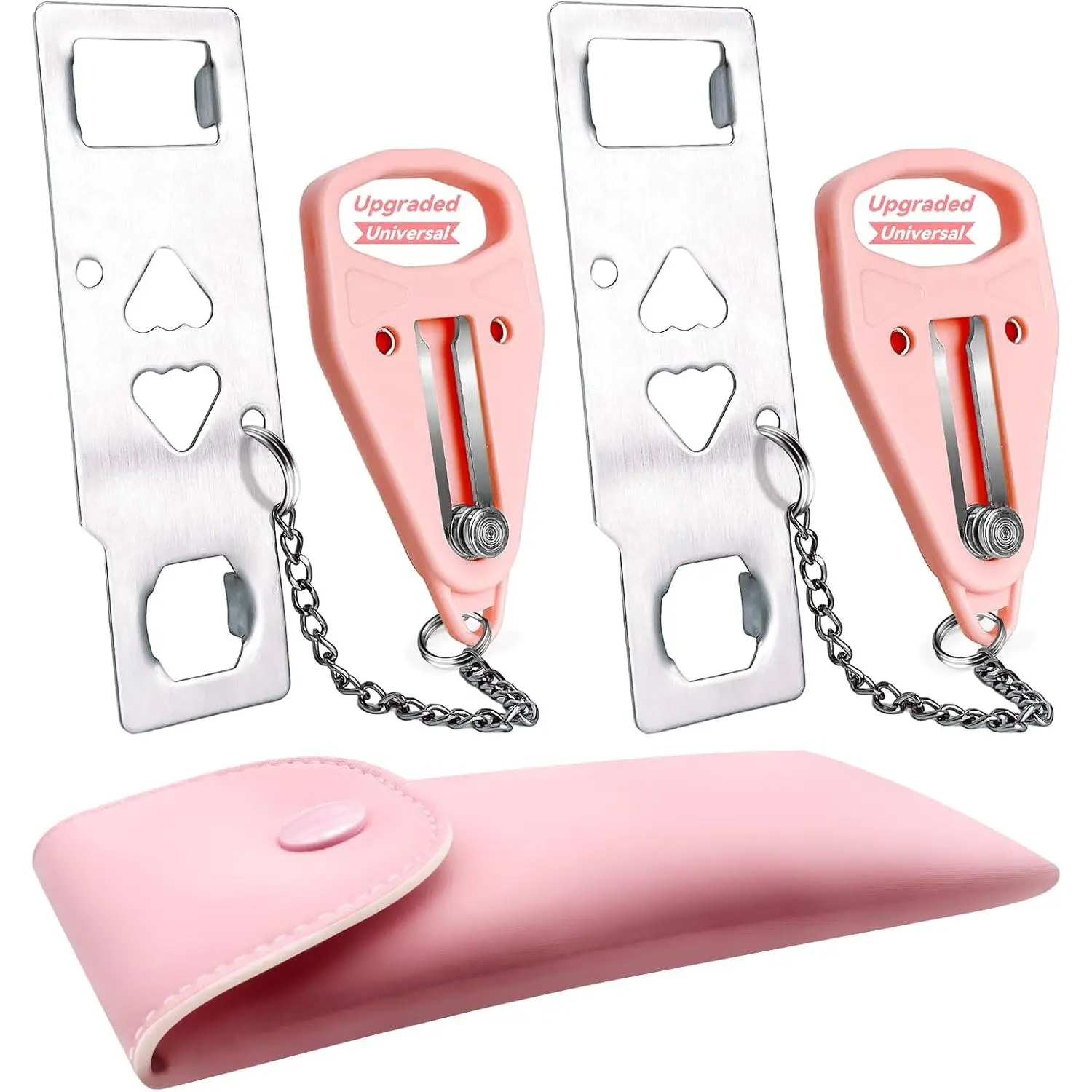 Portable  Door Locker Travel Lockdown Locks for Additional Safety and   for Traveling Hotel Home Apartment College-Pink(2 Pack)