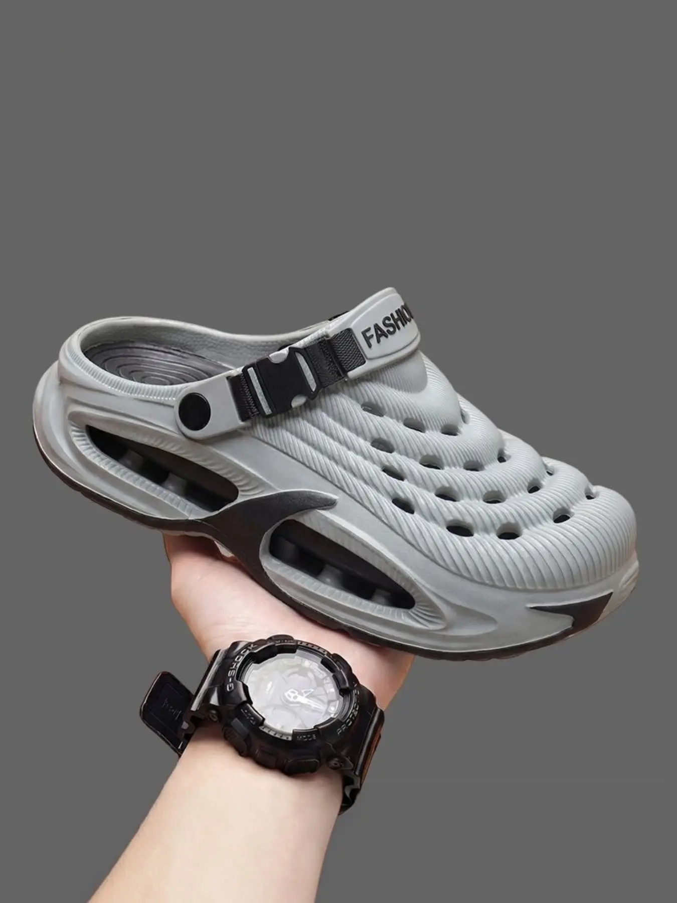 Men's Fashion Outdoor Breathable Slip-On Shoes, Slipper Shoes, Cool Slippers, Thick Bottom Slippers, Thick-Sole Lightweight Comfort Clogs, Casual Summer Footwear, Stylish Hollow Out Design