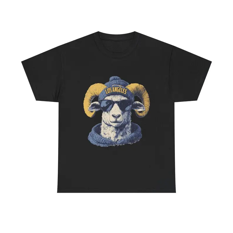Vintage Ram Graphic Tee, Cool Sunglasses Animal Design, Los Angeles City Pride Shirt, Trendy Streetwear Outfit