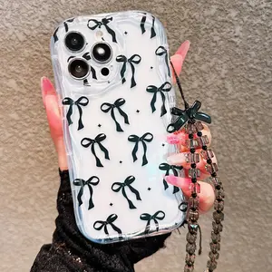 Sweet Bow Pattern Phone Case, Halloween Christmas Design, Shockproof Protection Thickened Cover Compatible with iPhone Models 6-16 Pro Max