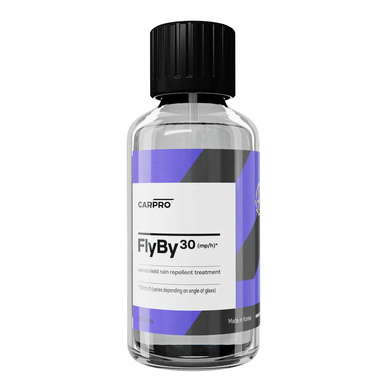 CARPRO FlyBy30 Liquid Windshield Rain Repellent Coating, 50ml Automotive Exterior Window Accessory - Transparent, Streak-Free, 112° Crisscross High Contact Angle, Hydrophobic Self-Cleaning, Easy Application, Enhanced Driving Safety