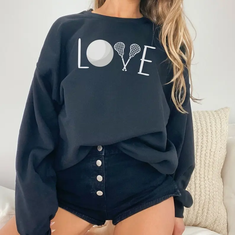 Embroidered  Love Lacrosse Sweatshirt, women's lacrosse sweatshirts, lacrosse lover sweat shirt, lacrosse fan sweatshirt, lacrosse mom sweater, lax gifts