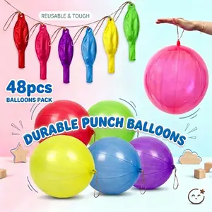 48-Piece, Vivid Punch Balloon Collection - Ultra-Thickened Heavy Duty Latex, Strong Elastic Grip, Random Neon Colors - Perfect for Creative Gifts, Novelty Party Favors, and High-Bounce Fun!