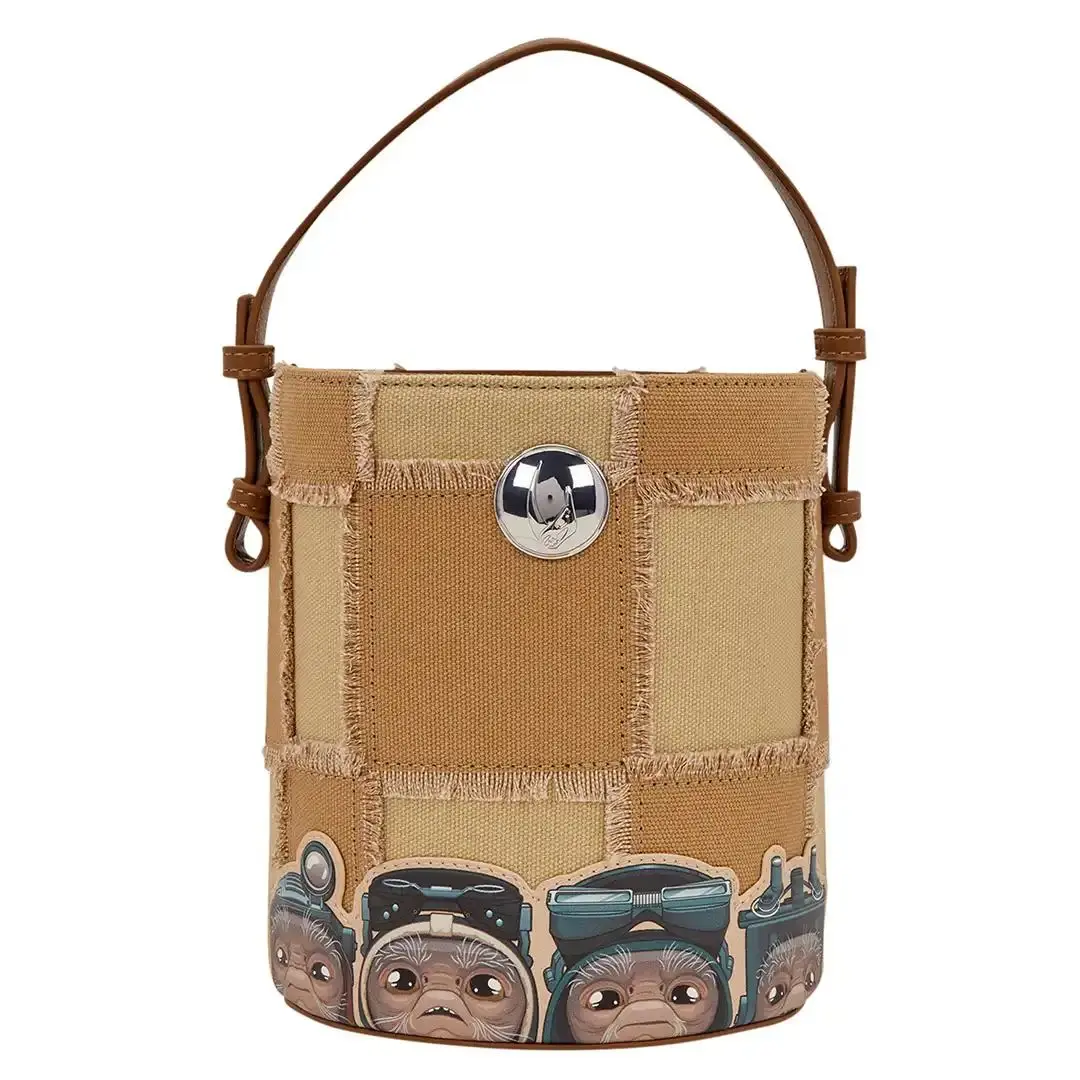 Loungefly Star Wars The Mandalorian Grogu & Anzellan Drawstring Bucket Crossbody Bag with Coin Bag