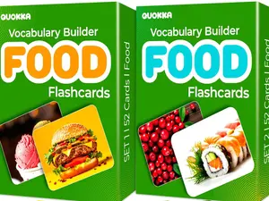 QUOKKA 104-Piece Square Flash Cards Set - Educational Toy for Kids, Speech Therapy Vocabulary Learning Tool