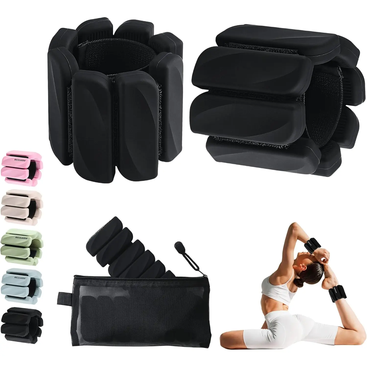 Ankle Weights Set of 2 (1 lb/2 lb Each) for Women Men Adjustable Wrist Bracelet for  Gym Weighted Bangles Wristbands  Arm Weights for Walking Swimming Running Pilates Yoga Gym