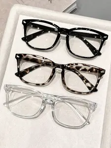 3pcs Vintage Square Fashion Glasses for Women, Transparent Lenses, Preppy Style, Minimalist Design, Durable Lightweight Frame, Square Frame Eyeglasses