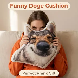 Fres Wolf 3D Smiling Plush Pillow Viral Funny Meme Cushion