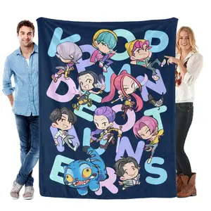 Huntrix K-Pop Demon Hunters Blanket Cozy Anime Inspired Teen Girl Room Decor Gifts Kpop Demon Movie Soft Warm Throw Blanket for Fans