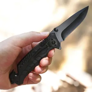 Lightweight EDC Folding Utility Tool with Textured Grip & Safe Lock - Stainless Steel Spear-Point Blade, Ergonomic Handle, Compact Portable for Camping, Survival, DIY, Household, Outdoor & Everyday Carry (No Power Required)