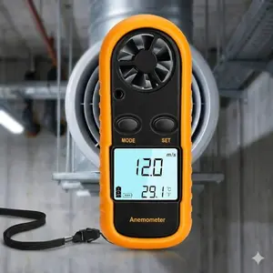 Professional Digital Anemometer Thermometer: Wind Speed Meter 0-30m/s, Temperature Gauge -10°C to 45°C with LCD Backlight, Waterproof, Portable HVAC Gauges for HVAC, Outdoor & Indoor Use by Engineers and Electricians